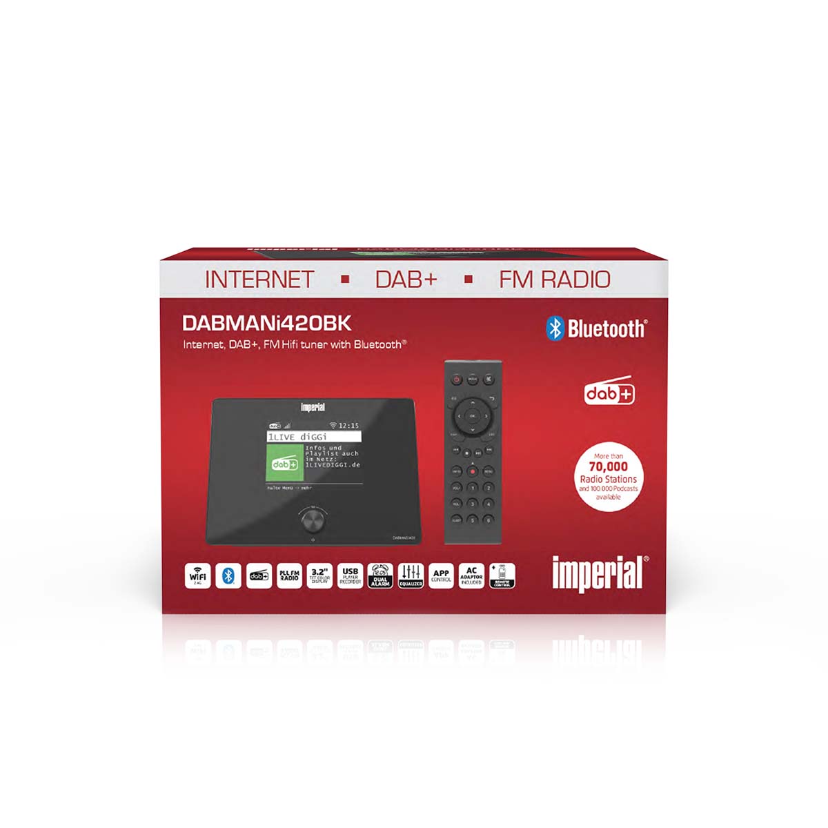 Compacte hybride radio (internet, DAB+, FM-hifituner) met Bluetooth. - Afbeelding 6